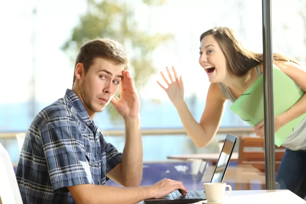 Man in a relationship rejecting a female partner